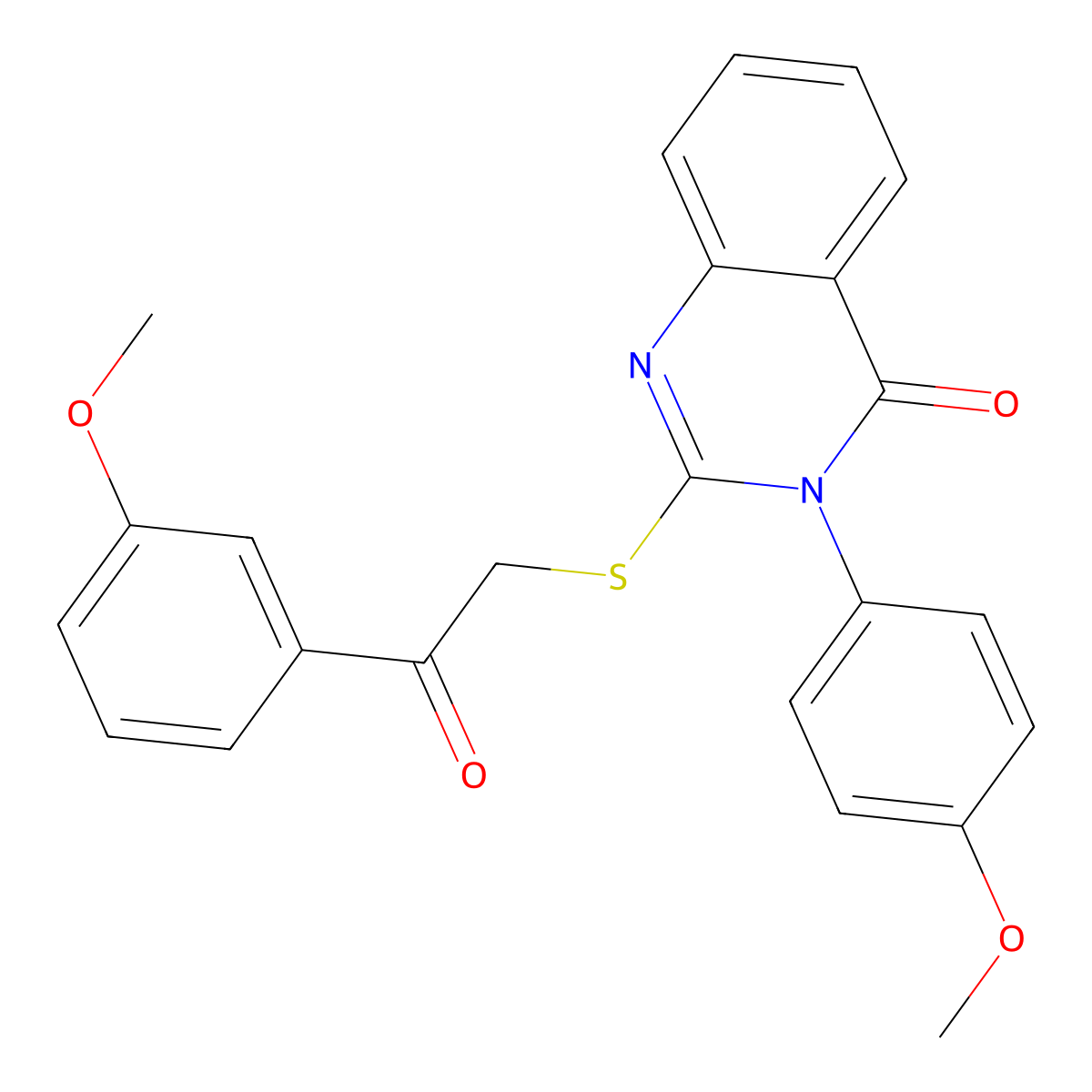 3-(4-Methoxyphenyl)-2-((2-(3-methoxyphenyl)-2-oxoethyl)thio)-4(3H)-quinazolinone molecular structure, CAS 754230-01-8
