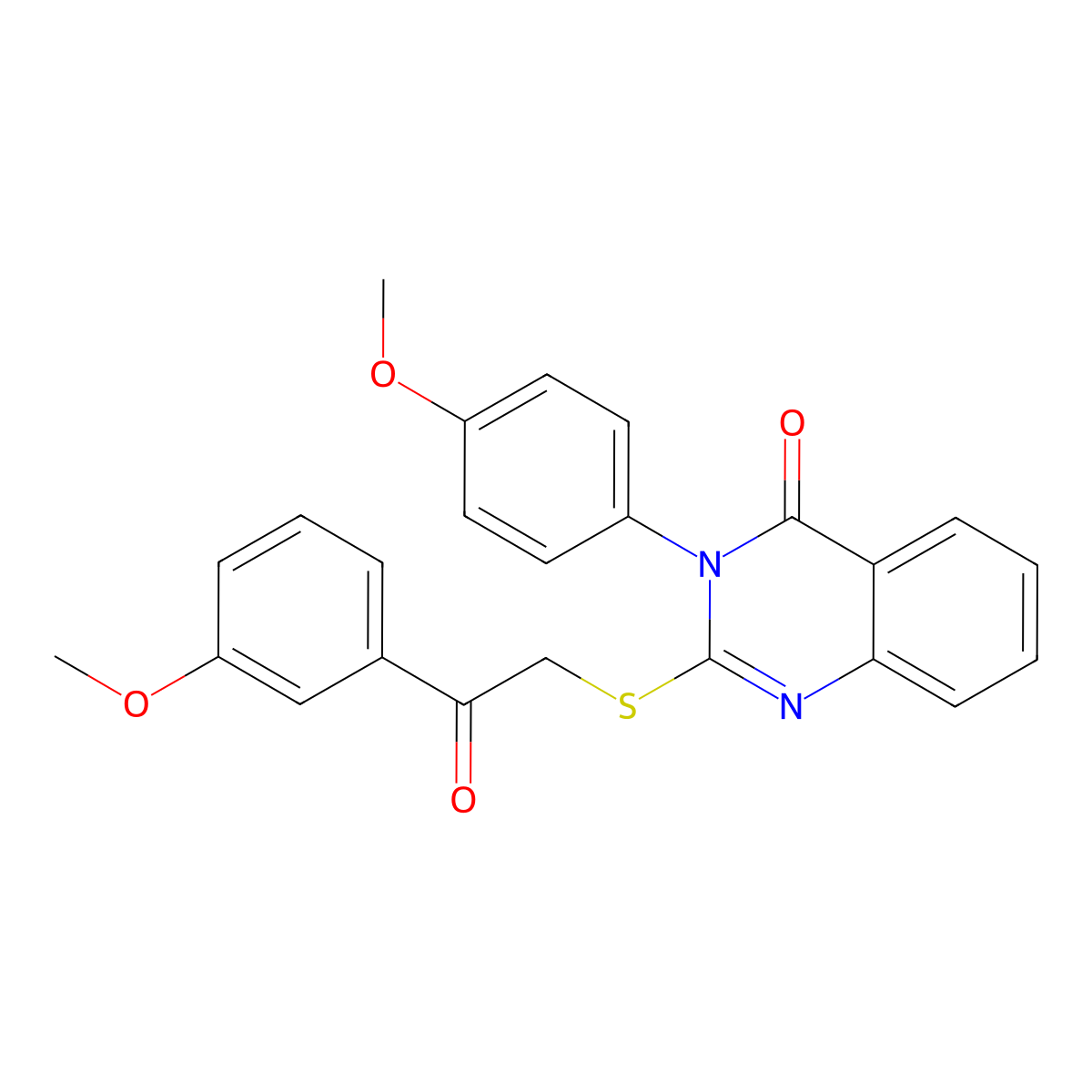 3-(4-Methoxyphenyl)-2-((2-(3-methoxyphenyl)-2-oxoethyl)thio)-4(3H)-quinazolinone molecular structure, CAS 754230-01-8