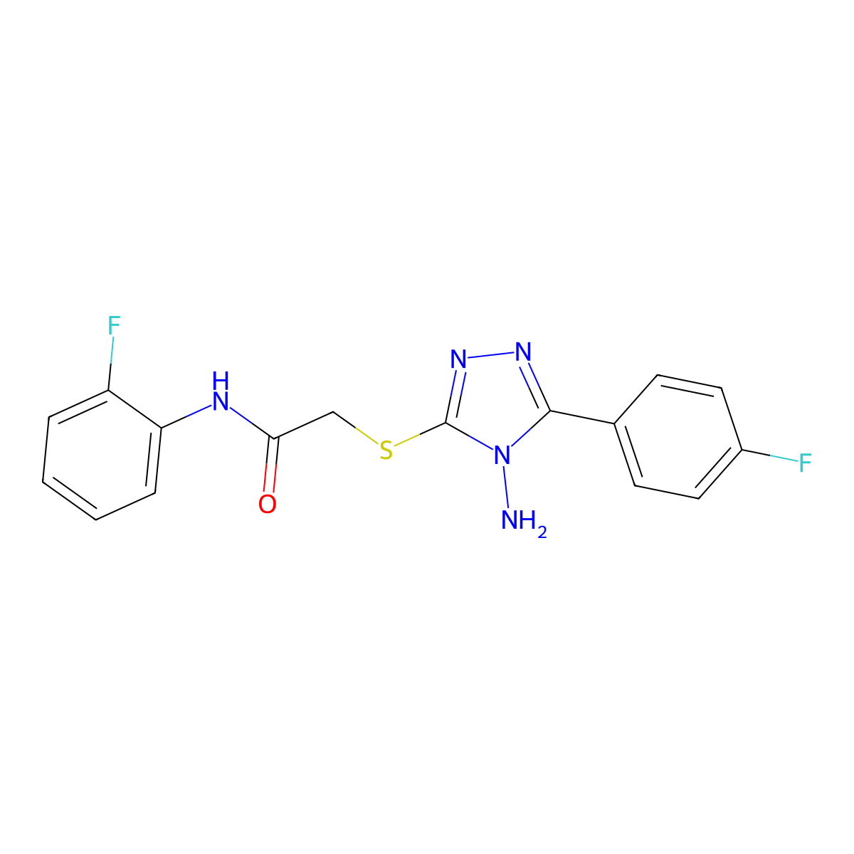 2-{[4-amino-5-(4-fluorophenyl)-4H-1,2,4-triazol-3-yl]sulfanyl}-N-(2-fluorophenyl)acetamide molecular structure, CAS 754230-08-5