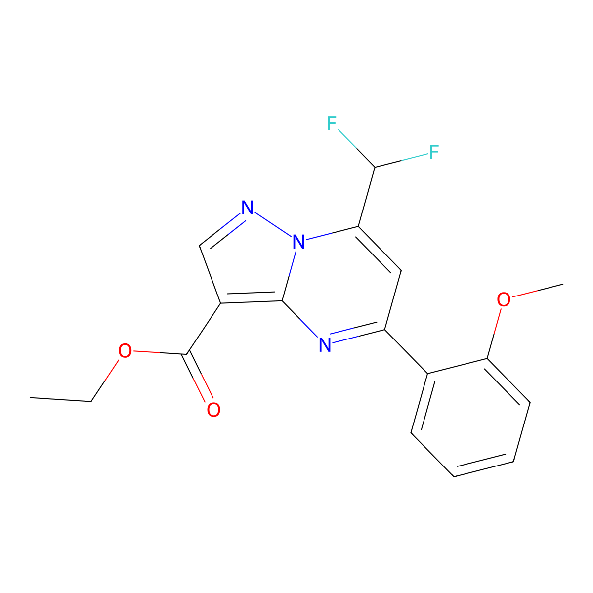 Ethyl 7-(difluoromethyl)-5-(2-methoxyphenyl)pyrazolo[1,5-a]pyrimidine-3-carboxylate molecular structure, CAS 754230-33-6