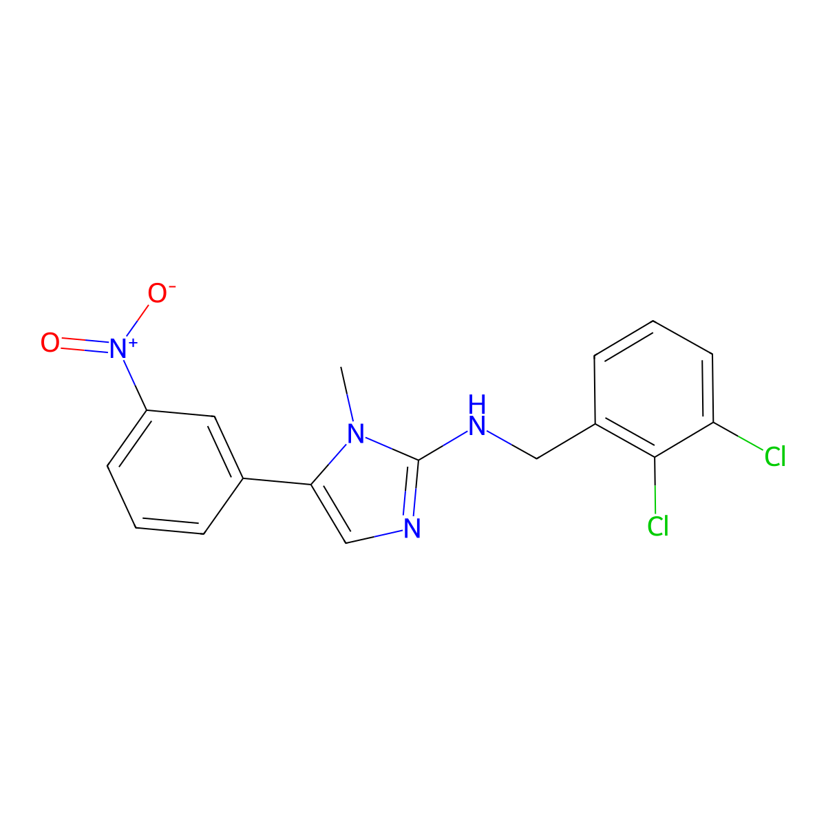 N-(2,3-dichlorobenzyl)-1-methyl-5-(3-nitrophenyl)-1H-imidazol-2-amine molecular structure, CAS 754235-40-0