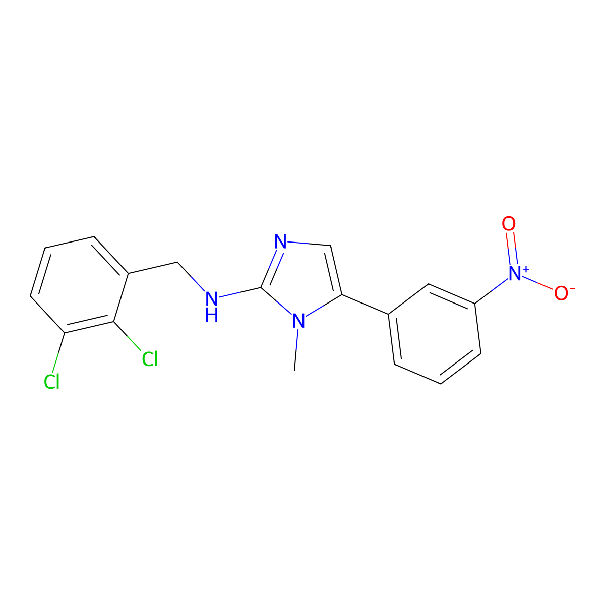 N-(2,3-dichlorobenzyl)-1-methyl-5-(3-nitrophenyl)-1H-imidazol-2-amine molecular structure, CAS 754235-40-0