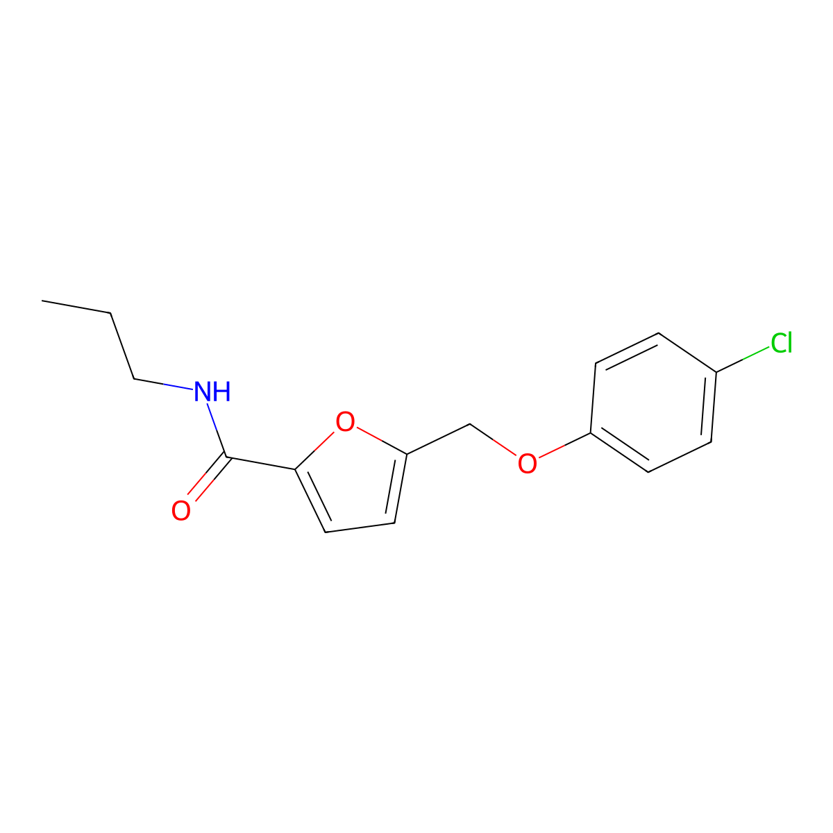 5-((4-Chlorophenoxy)methyl)-N-propyl-2-furancarboxamide molecular structure, CAS 754235-63-7