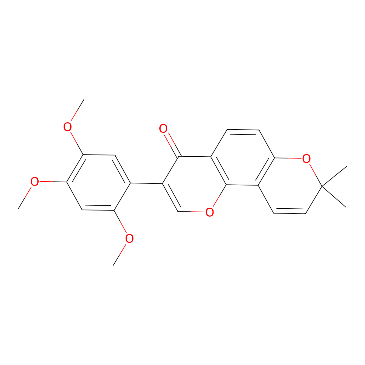 8,8-Dimethyl-3-(2,4,5-trimethoxyphenyl)-4H,8H-benzo(1,2-b:3,4-b')dipyran-4-one molecular structure, CAS 75425-27-3