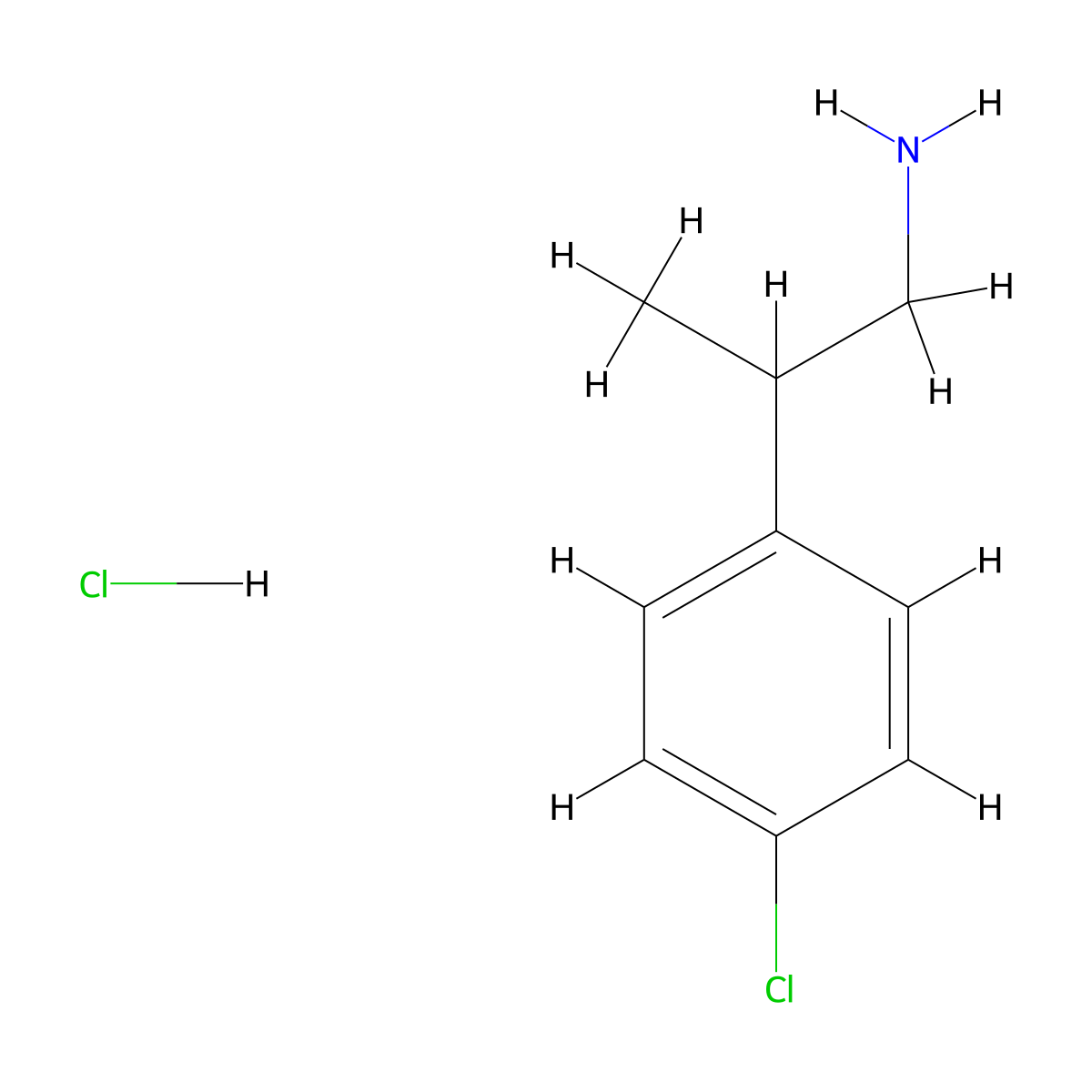 2-(4-Chlorophenyl)Propan-1-Amine Hydrochloride molecular structure, CAS 75425-55-7
