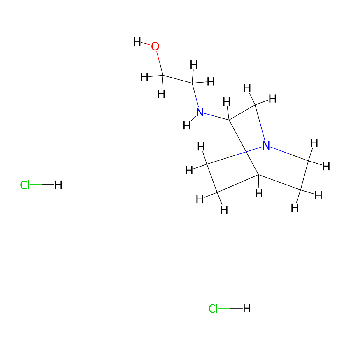 2-({1-Azabicyclo[2.2.2]octan-3-yl}amino)ethan-1-ol dihydrochloride molecular structure, CAS 75426-74-3