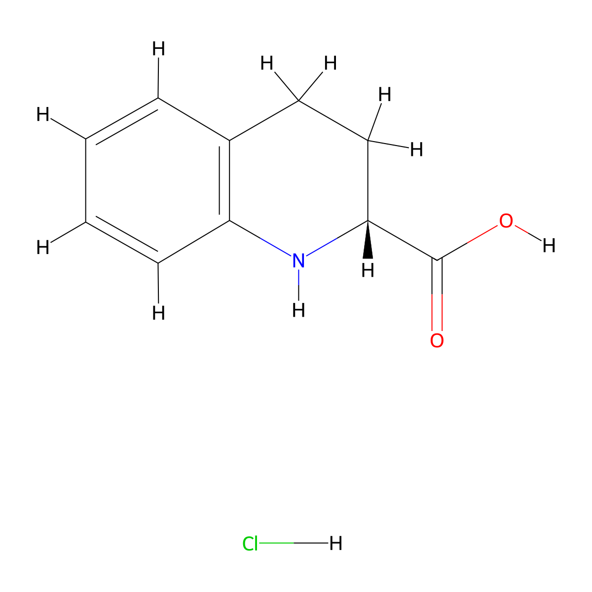 D-1,2,3,4-Tetrahydro-quinoline-2-carboxylic acid hydrochloride molecular structure, CAS 75433-76-0