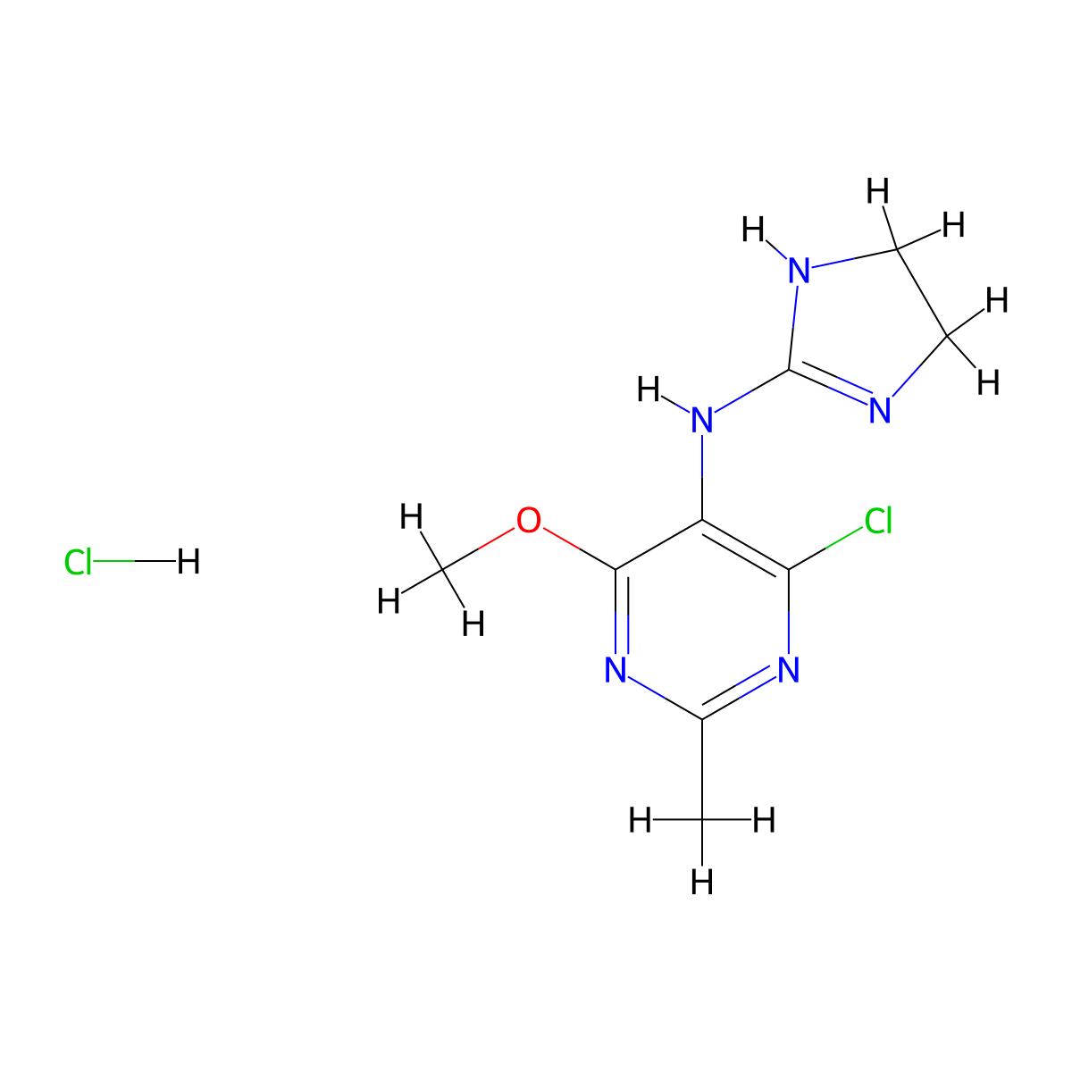 Moxonidine hydrochloride molecular structure, CAS 75438-58-3
