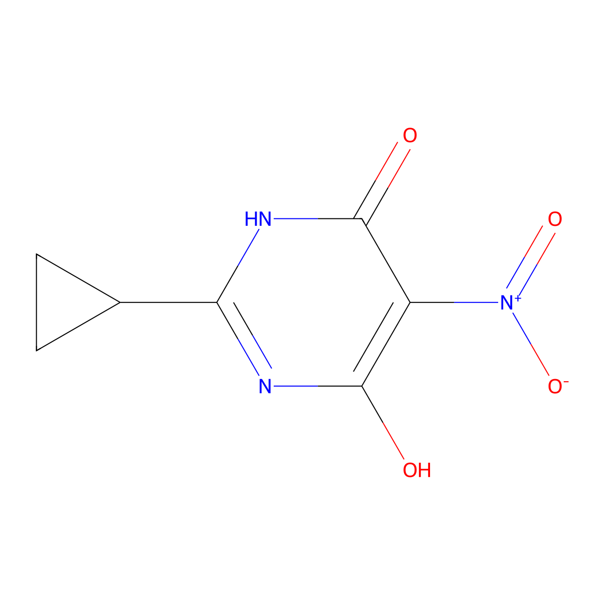2-Cyclopropyl-5-nitropyrimidine-4,6-diol molecular structure, CAS 75438-77-6