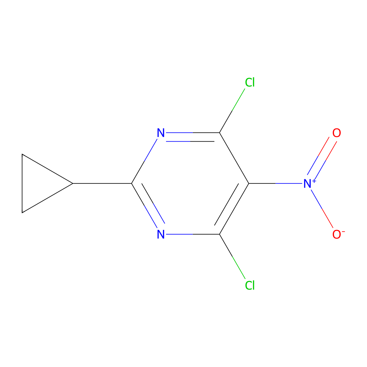 4,6-Dichloro-2-cyclopropyl-5-nitropyrimidine molecular structure, CAS 75438-78-7