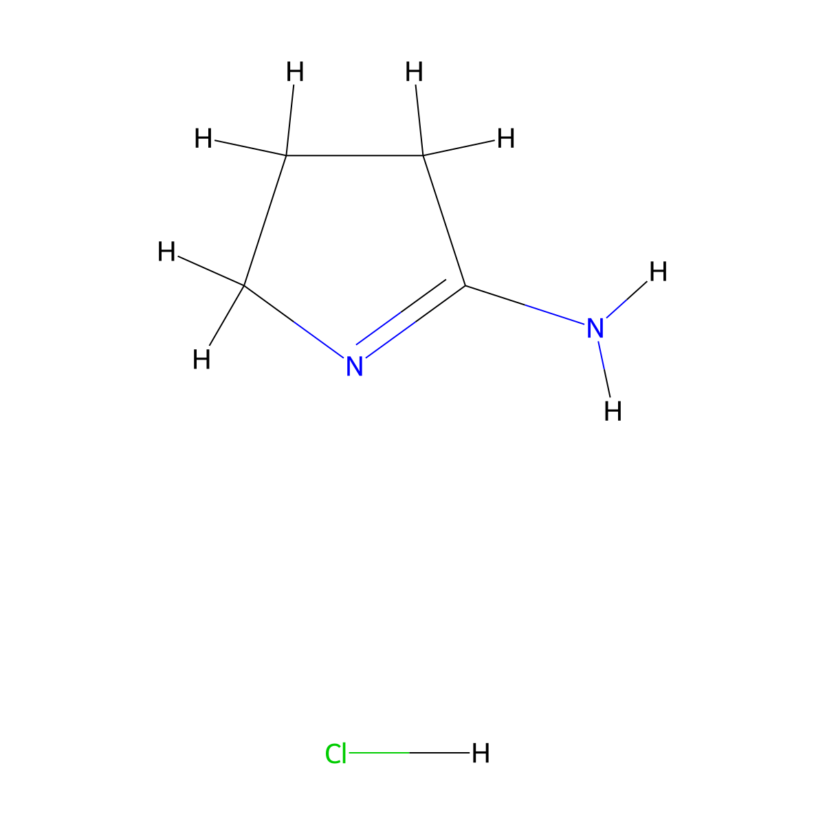 2-Amino-1-pyrroline hydrochloride molecular structure, CAS 7544-75-4