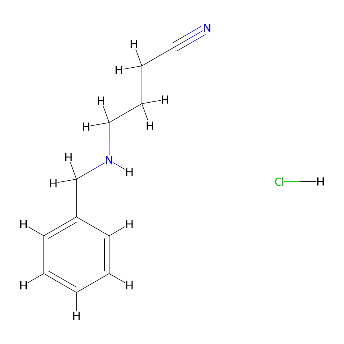4-((Benzyl)amino)butyronitrile monohydrochloride molecular structure, CAS 7544-97-0