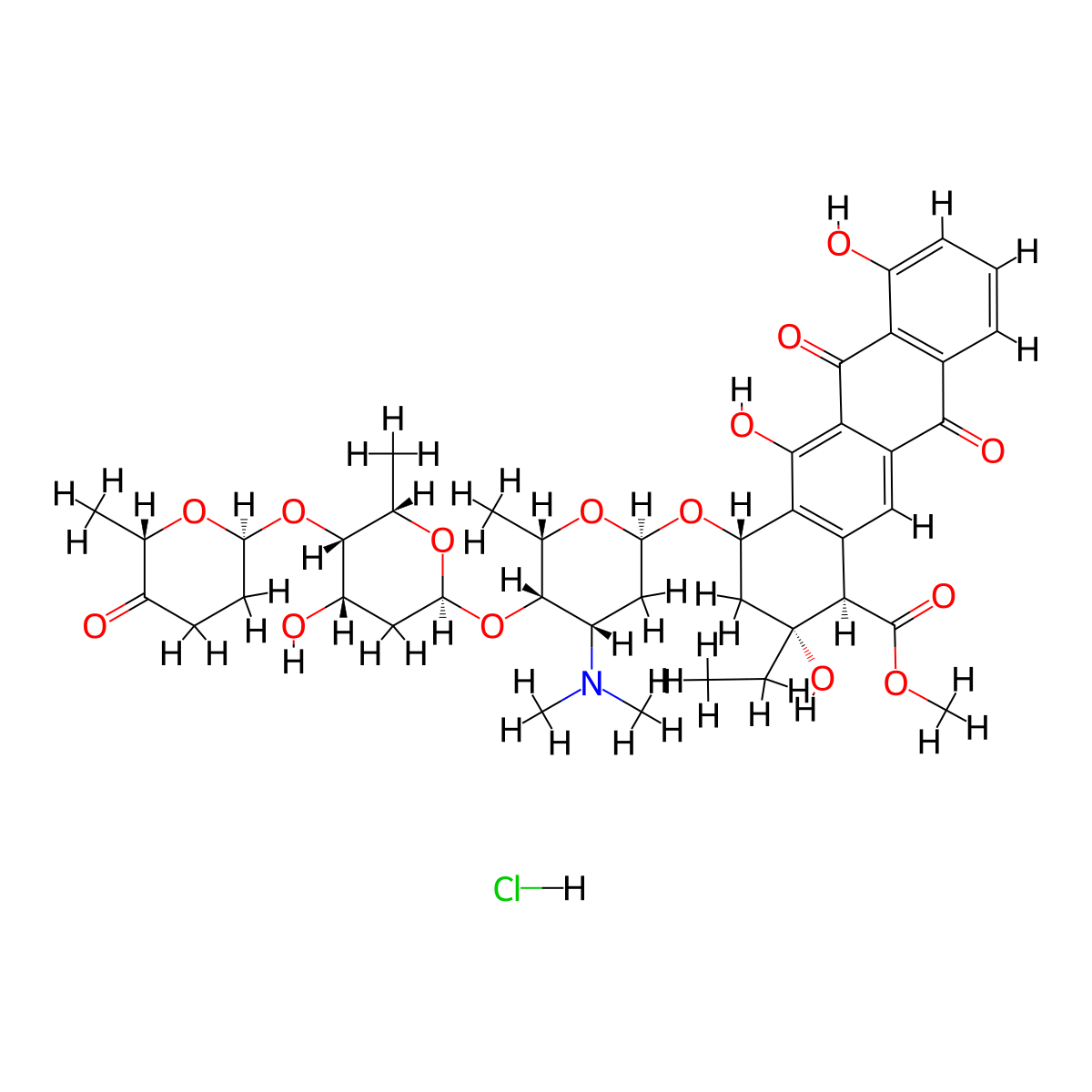 Aclarubicin Hydrochloride molecular structure, CAS 75443-99-1