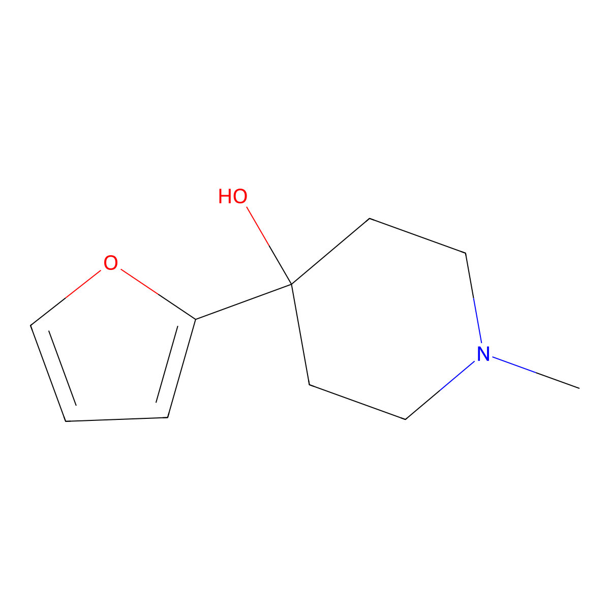 4-(Furan-2-yl)-1-methylpiperidin-4-ol molecular structure, CAS 75446-48-9