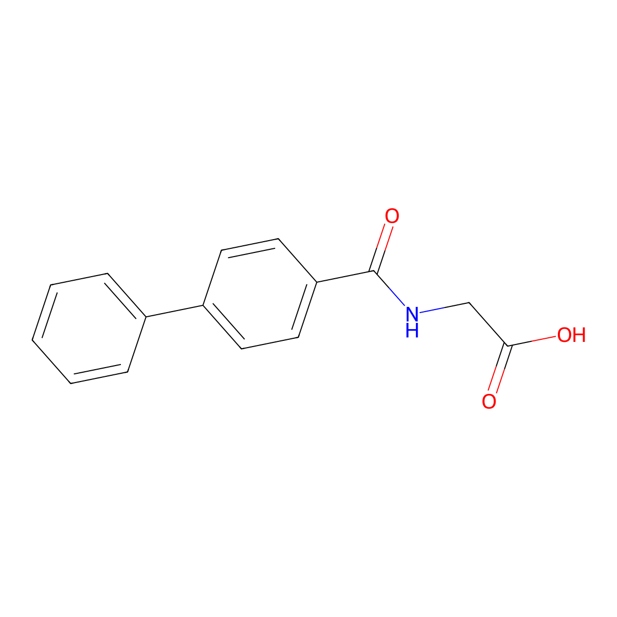 2-((4-Phenylphenyl)formamido)acetic acid molecular structure, CAS 75446-59-2