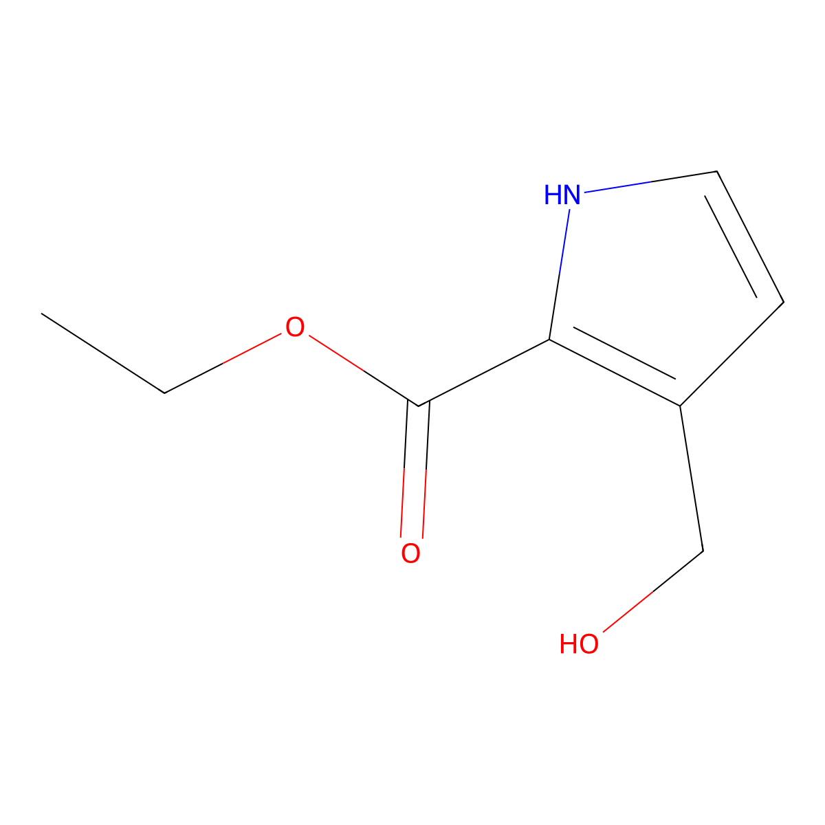 Ethyl 3-(hydroxymethyl)-1H-pyrrole-2-carboxylate molecular structure, CAS 75448-69-0