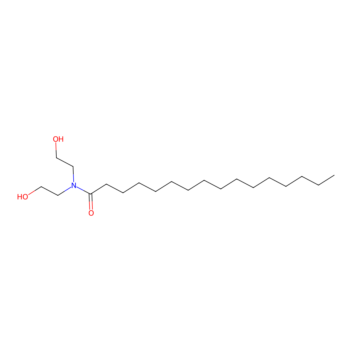 N,N-Bis(2-hydroxyethyl)hexadecanamide molecular structure, CAS 7545-24-6