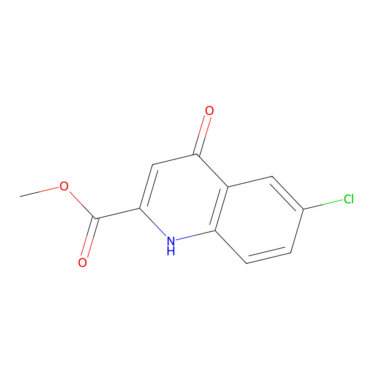 Methyl 6-chloro-4-oxo-1,4-dihydroquinoline-2-carboxylate molecular structure, CAS 7545-52-0