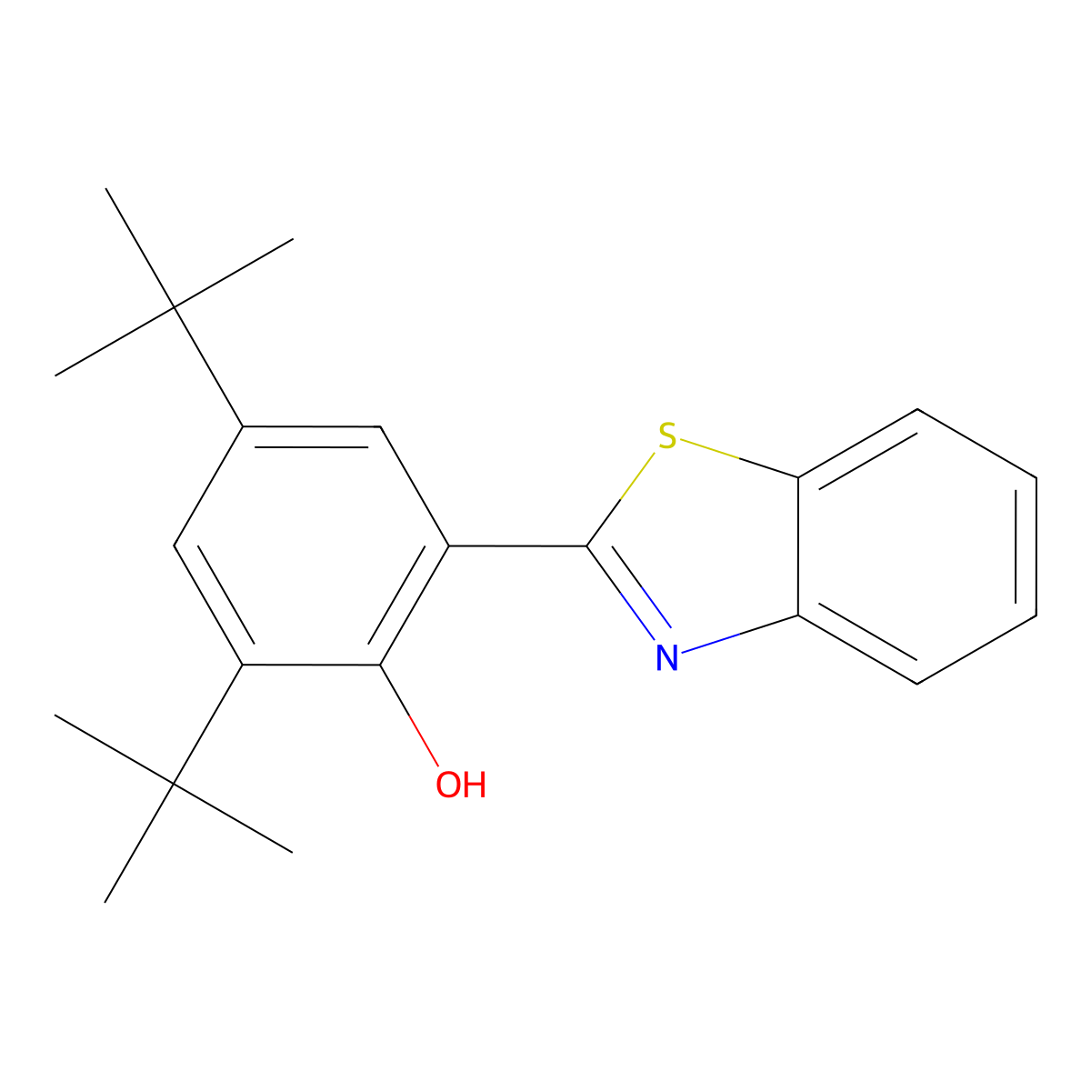 2-(3,5-Di-tert-butyl-2-hydroxyphenyl)benzothiazole molecular structure, CAS 75450-22-5