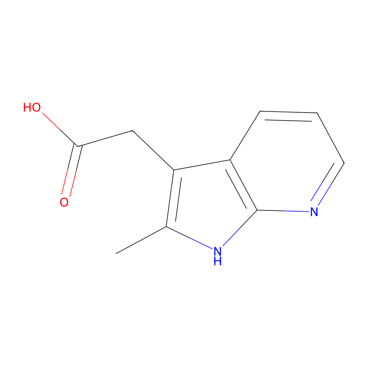 2-(2-Methyl-1H-pyrrolo[2,3-b]pyridin-3-yl)acetic acid molecular structure, CAS 7546-50-1