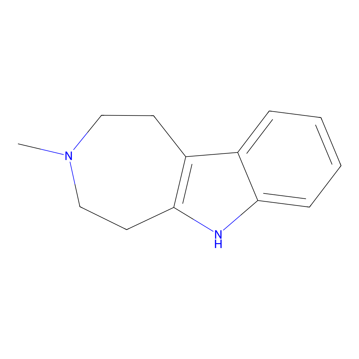Azepino(4,5-b)indole, 1,2,3,4,5,6-hexahydro-3-methyl- molecular structure, CAS 7546-66-9