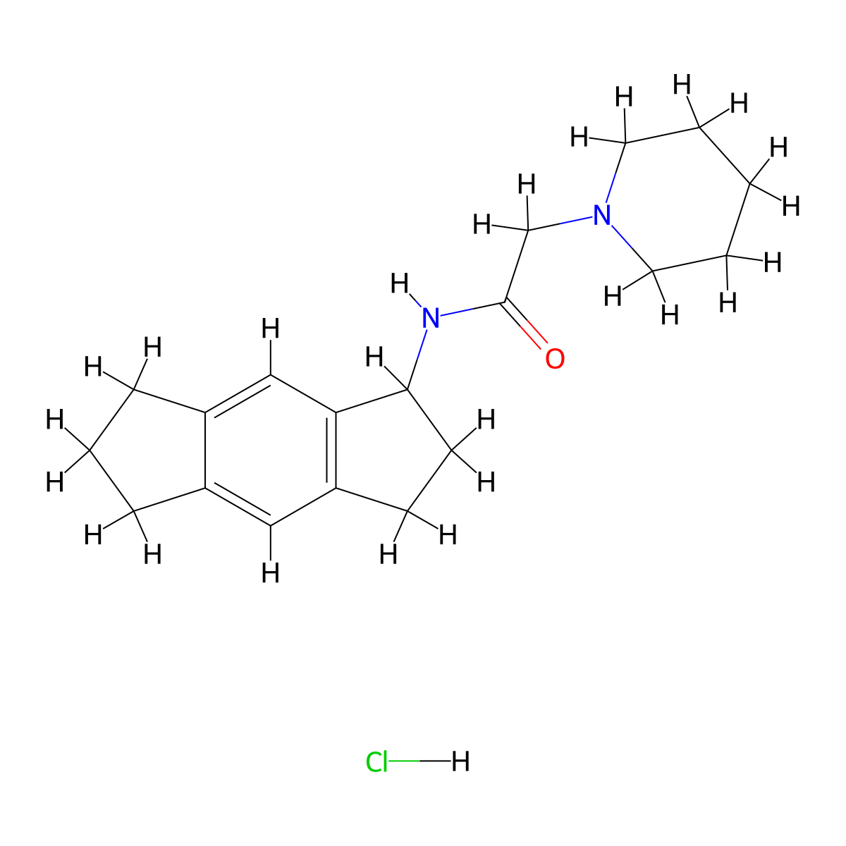 N-(1,2,3,5,6,7-Hexahydro-s-indacen-1-yl)-1-piperidineacetamide hydrochloride molecular structure, CAS 75463-42-2