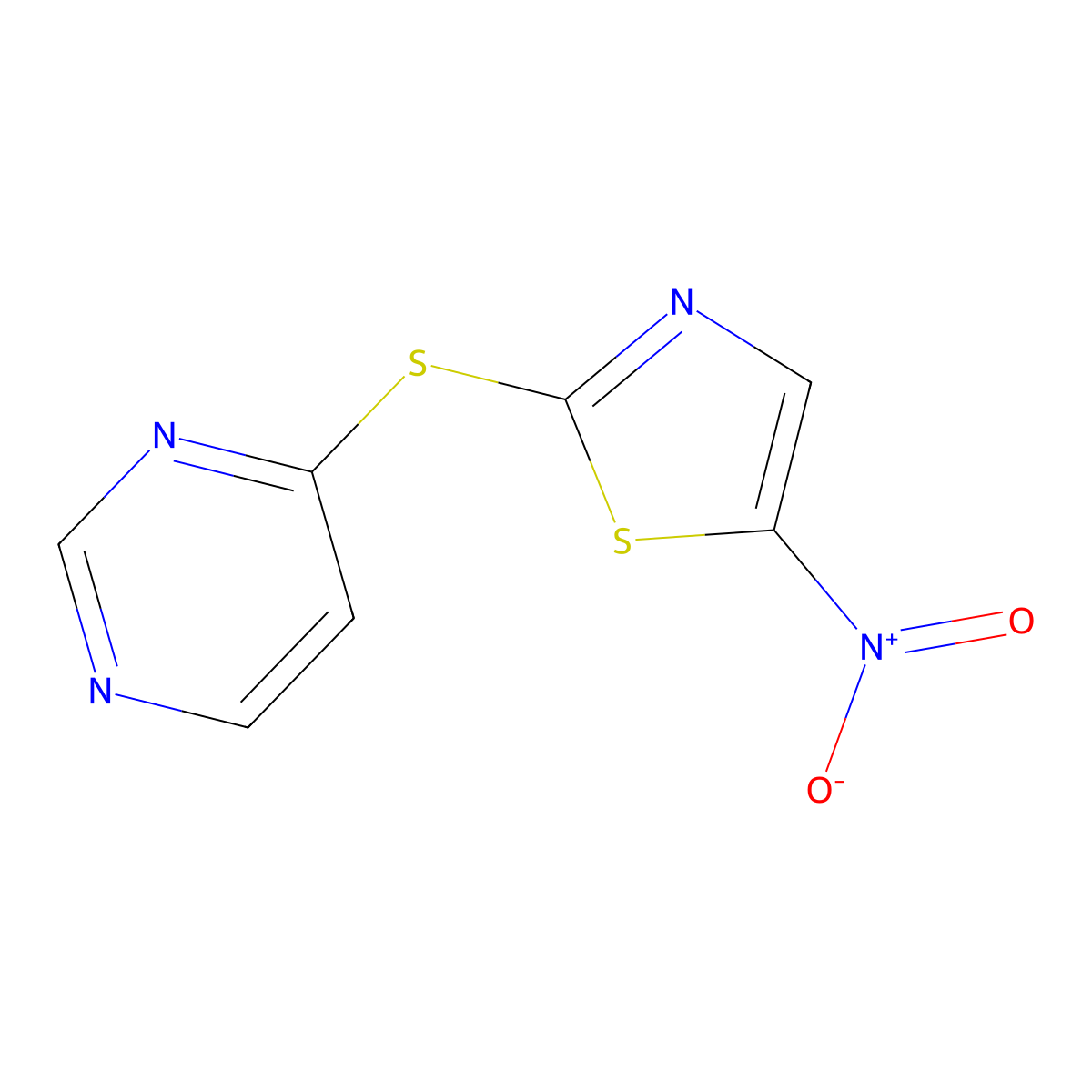 5-Nitro-2-pyrimidin-4-ylsulfanyl-1,3-thiazole molecular structure, CAS 75464-90-3