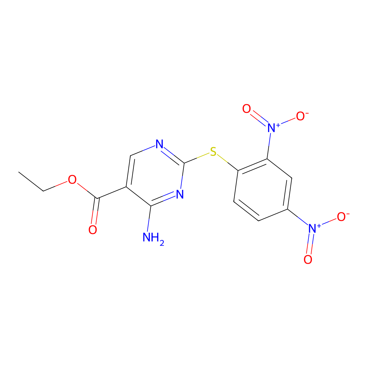 Ethyl 4-amino-2-[(2,4-dinitrophenyl)sulfanyl]pyrimidine-5-carboxylate molecular structure, CAS 75464-92-5