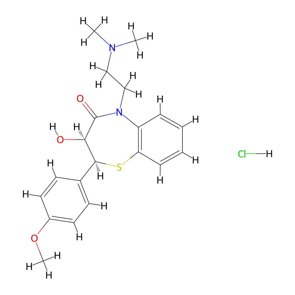 Deacetyldiltiazem hydrochloride molecular structure, CAS 75472-91-2