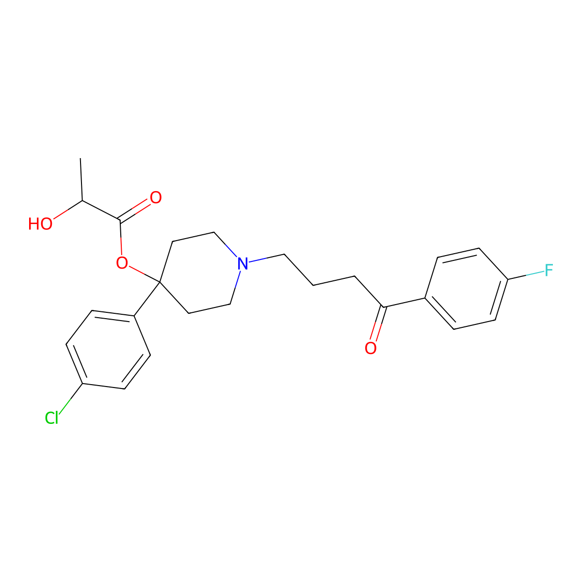[4-(4-Chlorophenyl)-1-[4-(4-fluorophenyl)-4-oxobutyl]piperidin-4-yl] 2-hydroxypropanoate molecular structure, CAS 75478-79-4