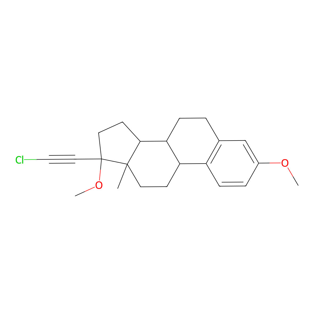 (8R,9S,13S,14S,17S)-17-(2-chloroethynyl)-3,17-dimethoxy-13-methyl-7,8,9,11,12,14,15,16-octahydro-6H-cyclopenta[a]phenanthrene molecular structure, CAS 7548-44-9