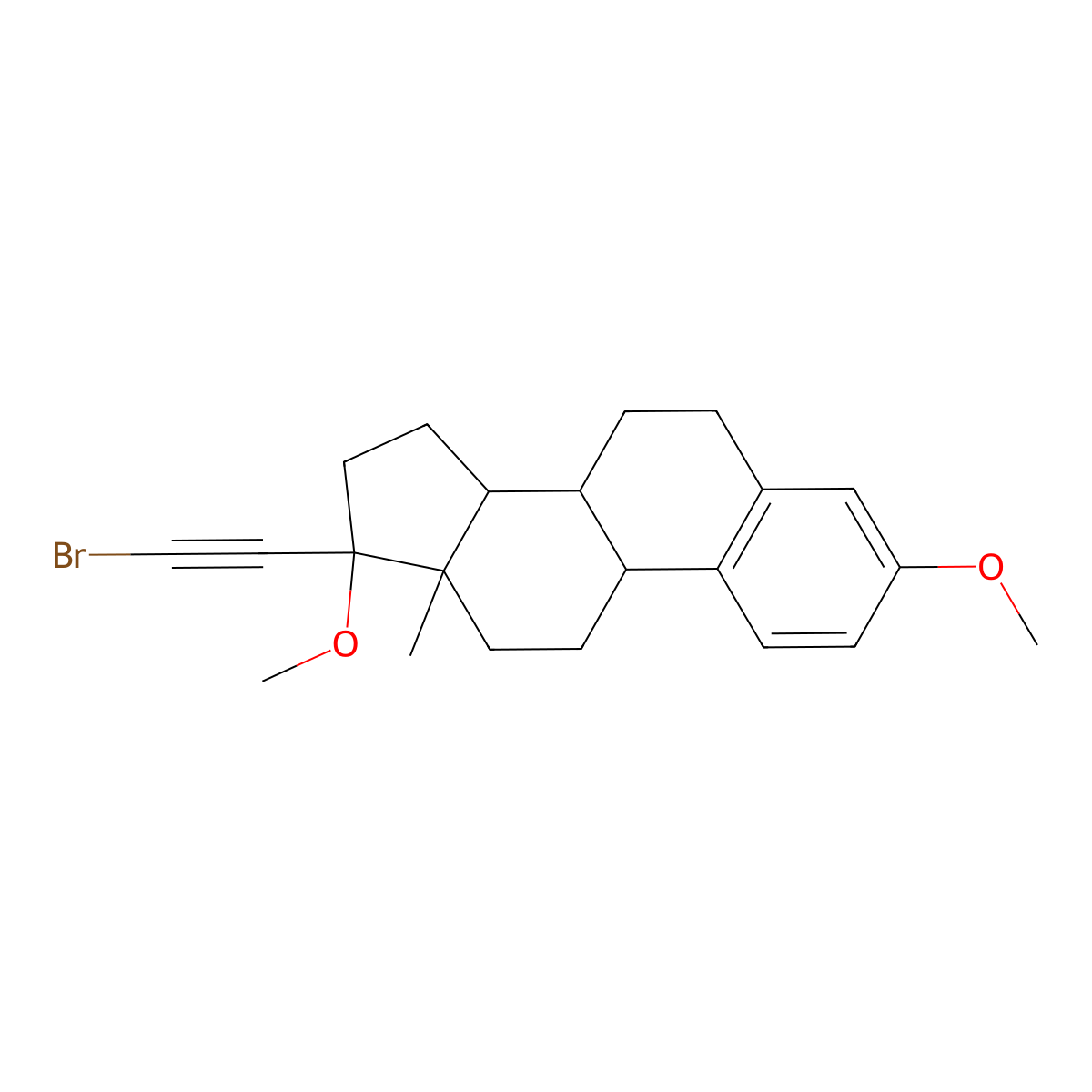 21-Bromo-3,17-dimethoxy-19-nor-17-alpha-pregna-1,3,5(10)-trien-20-yne molecular structure, CAS 7548-46-1