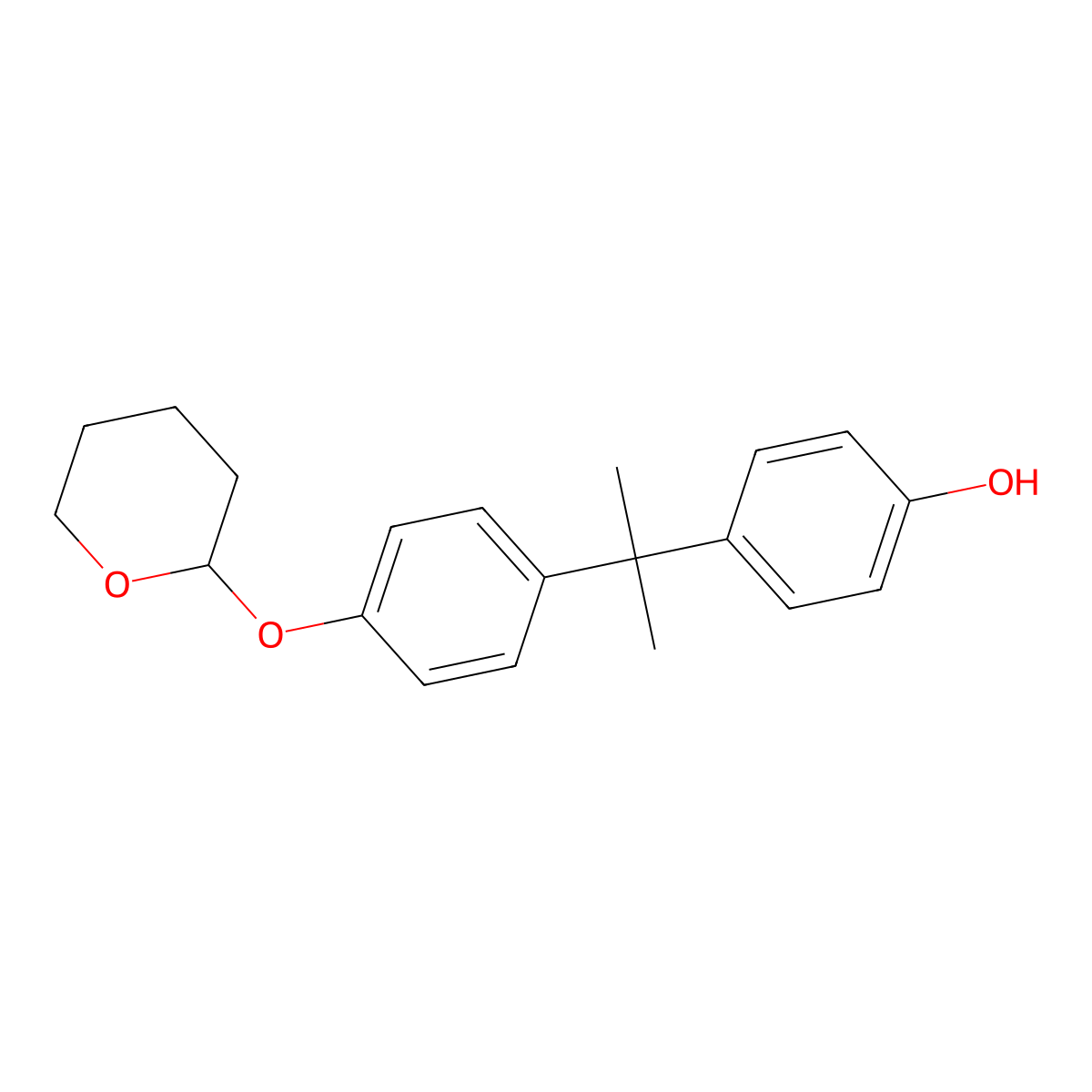 Phenol, 4-[1-methyl-1-[4-[(tetrahydro-2H-pyran-2-yl)oxy]phenyl]ethyl]-, sodium salt (1:1) molecular structure, CAS 75482-30-3