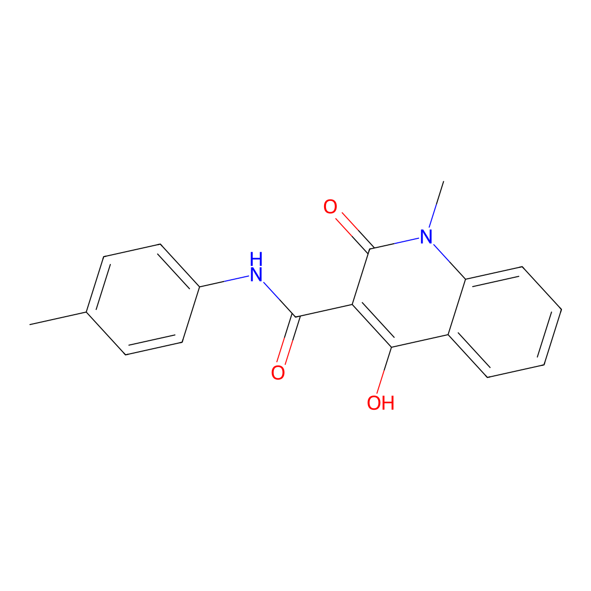 3-Quinolinecarboxamide, 1,2-dihydro-4-hydroxy-1-methyl-N-(4-methylphenyl)-2-oxo- molecular structure, CAS 75483-05-5