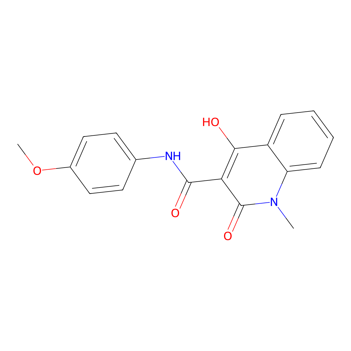 3-Quinolinecarboxamide, 1,2-dihydro-4-hydroxy-N-(4-methoxyphenyl)-1-methyl-2-oxo- molecular structure, CAS 75483-06-6