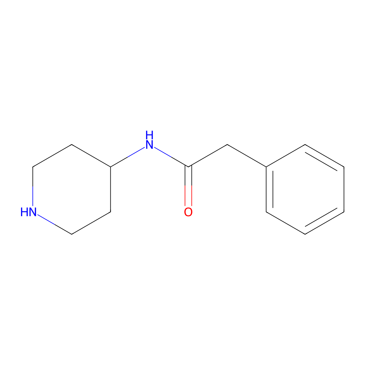 2-phenyl-N-(piperidin-4-yl)acetamide molecular structure, CAS 75484-47-8