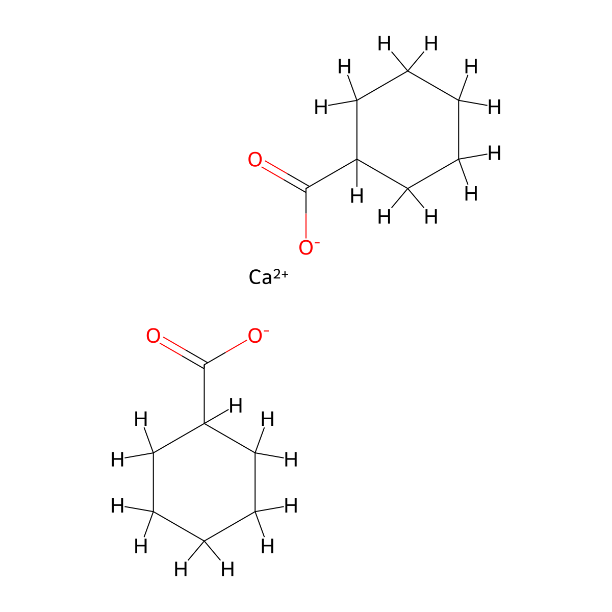Cyclohexanecarboxylic acid, calcium salt molecular structure, CAS 7549-42-0