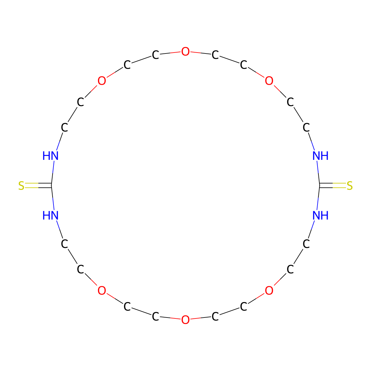 1,9,12,15,23,26-Hexaoxa-4,6,18,20-tetrazacyclooctacosane-5,19-dithione molecular structure, CAS 75491-66-6