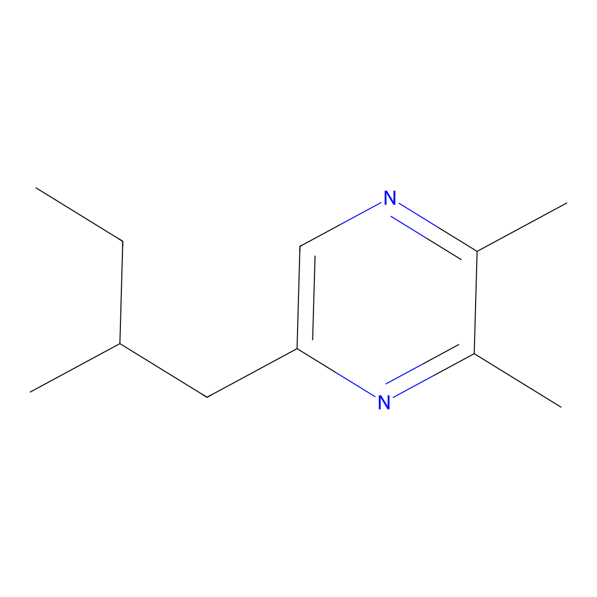 2,3-Dimethyl-5-(2-methylbutyl)pyrazine molecular structure, CAS 75492-01-2