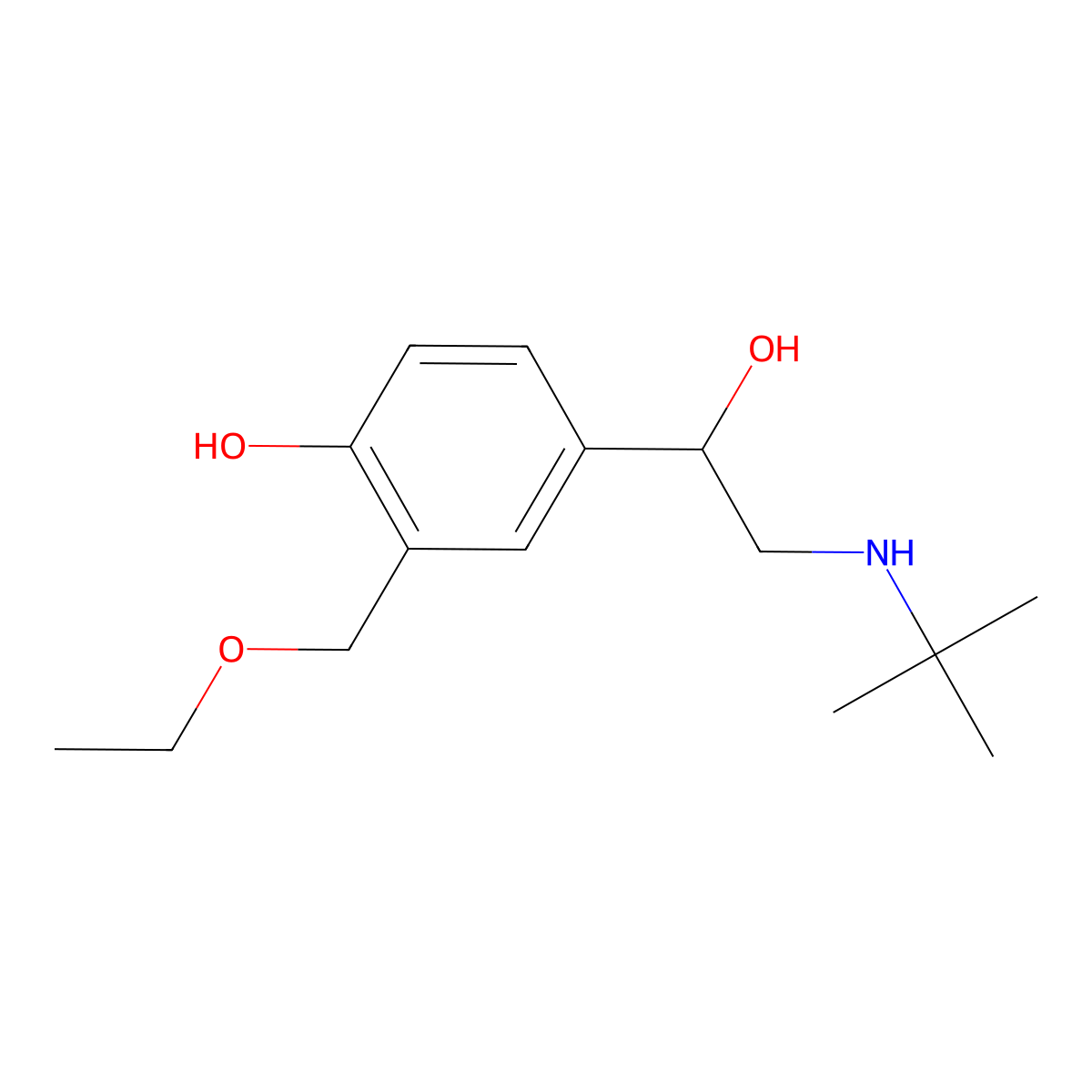 alpha-(((1,1-Dimethylethyl)amino)methyl)-3-(ethoxymethyl)-4-hydroxy-benzenemethanol molecular structure, CAS 754926-25-5