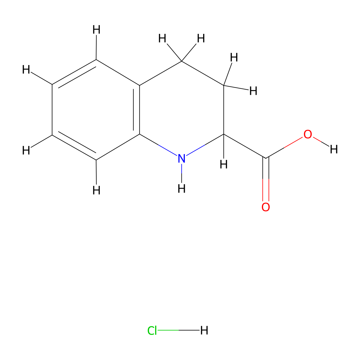 1,2,3,4-Tetrahydroquinoline-2-carboxylic acid hydrochloride molecular structure, CAS 75493-93-5