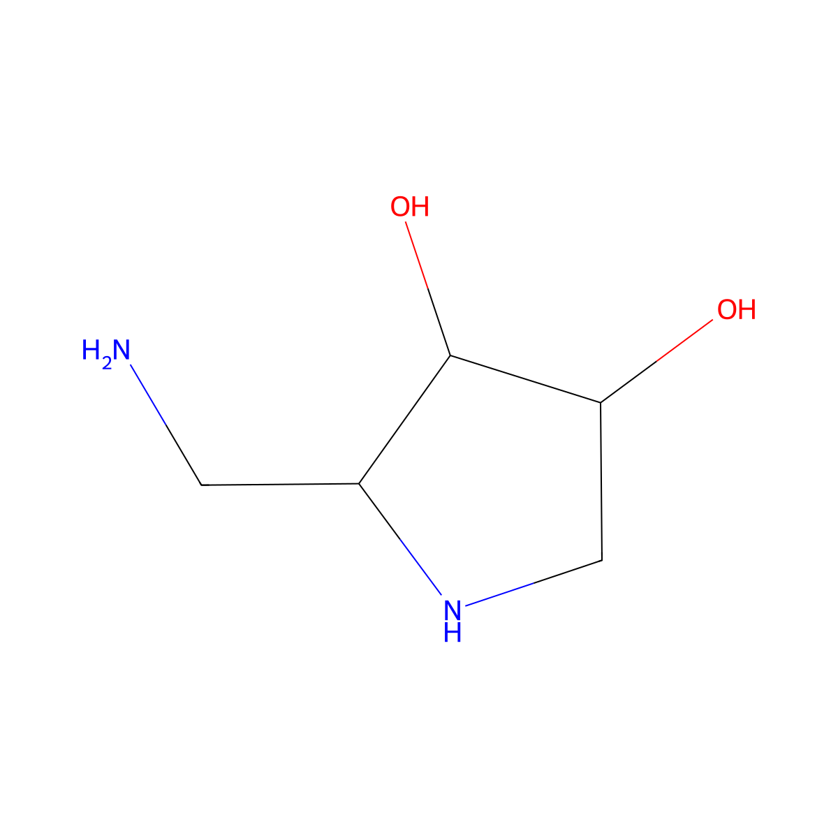rac-(2R,3R,4S)-2-(aminomethyl)pyrrolidine-3,4-diol molecular structure, CAS 754960-77-5