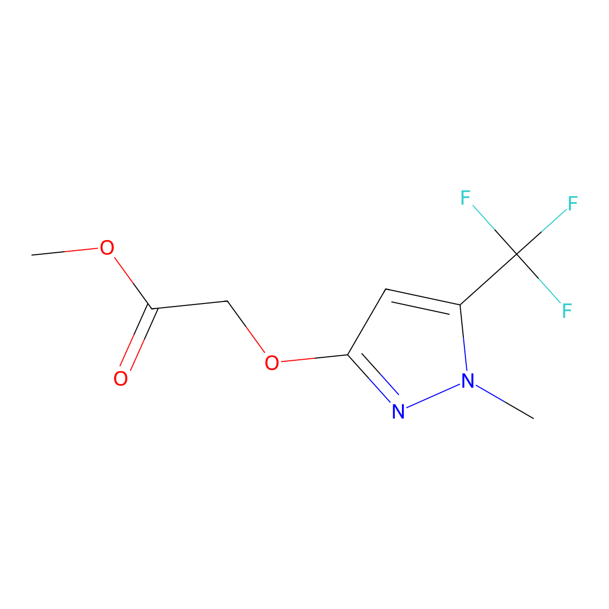 methyl 2-{[1-methyl-5-(trifluoromethyl)-1H-3-pyrazolyl]oxy}acetate molecular structure, CAS 754983-43-2