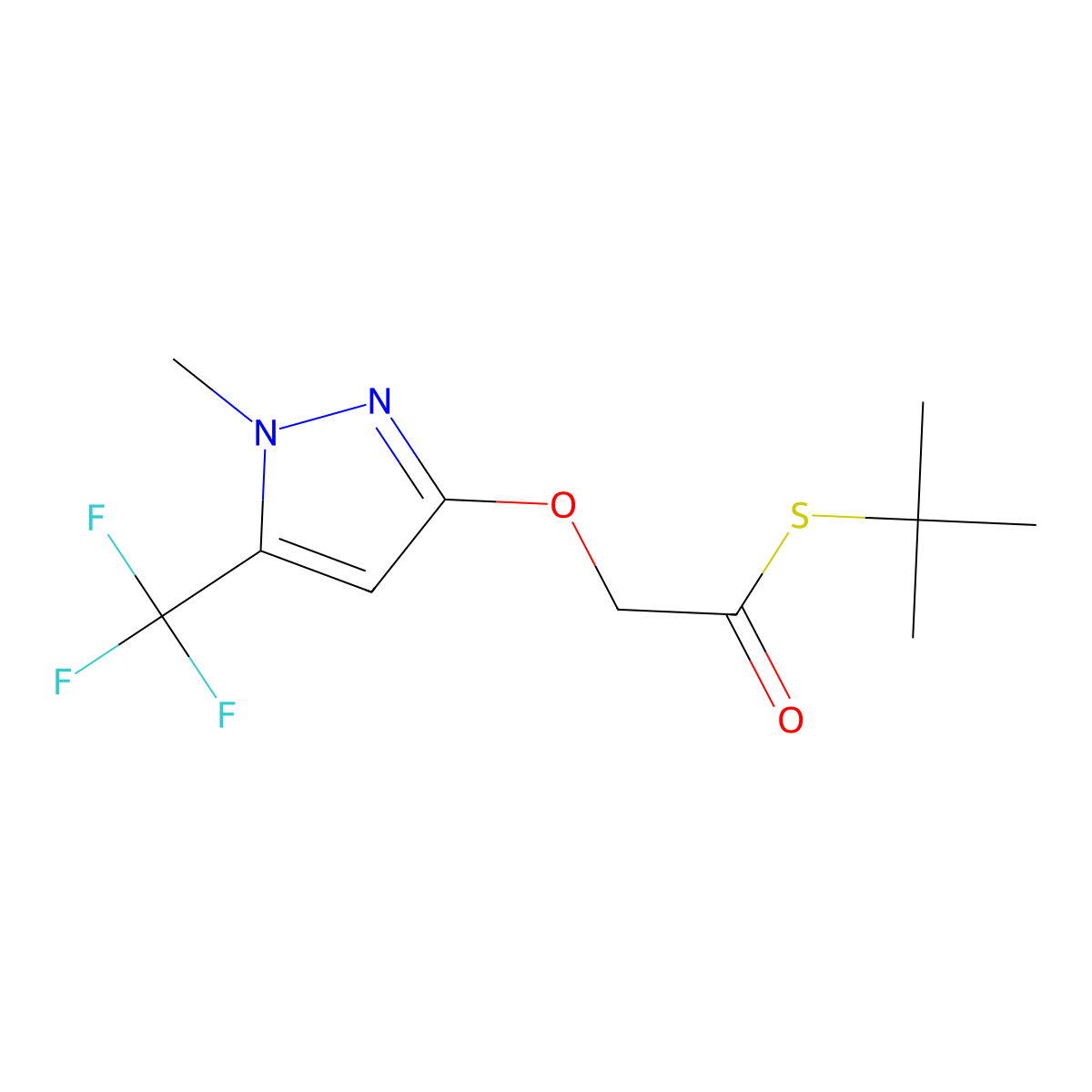 S-tert-butyl 2-[1-methyl-5-(trifluoromethyl)pyrazol-3-yl]oxyethanethioate molecular structure, CAS 754983-44-3