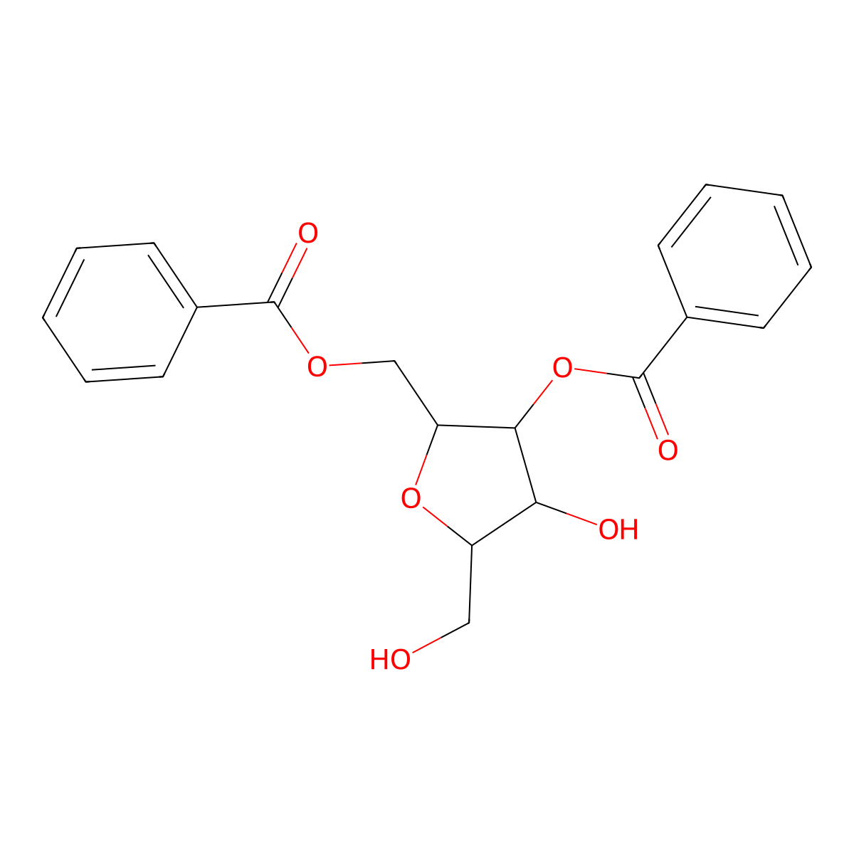 [3-Benzoyloxy-4-hydroxy-5-(hydroxymethyl)oxolan-2-yl]methyl benzoate molecular structure, CAS 75499-83-1