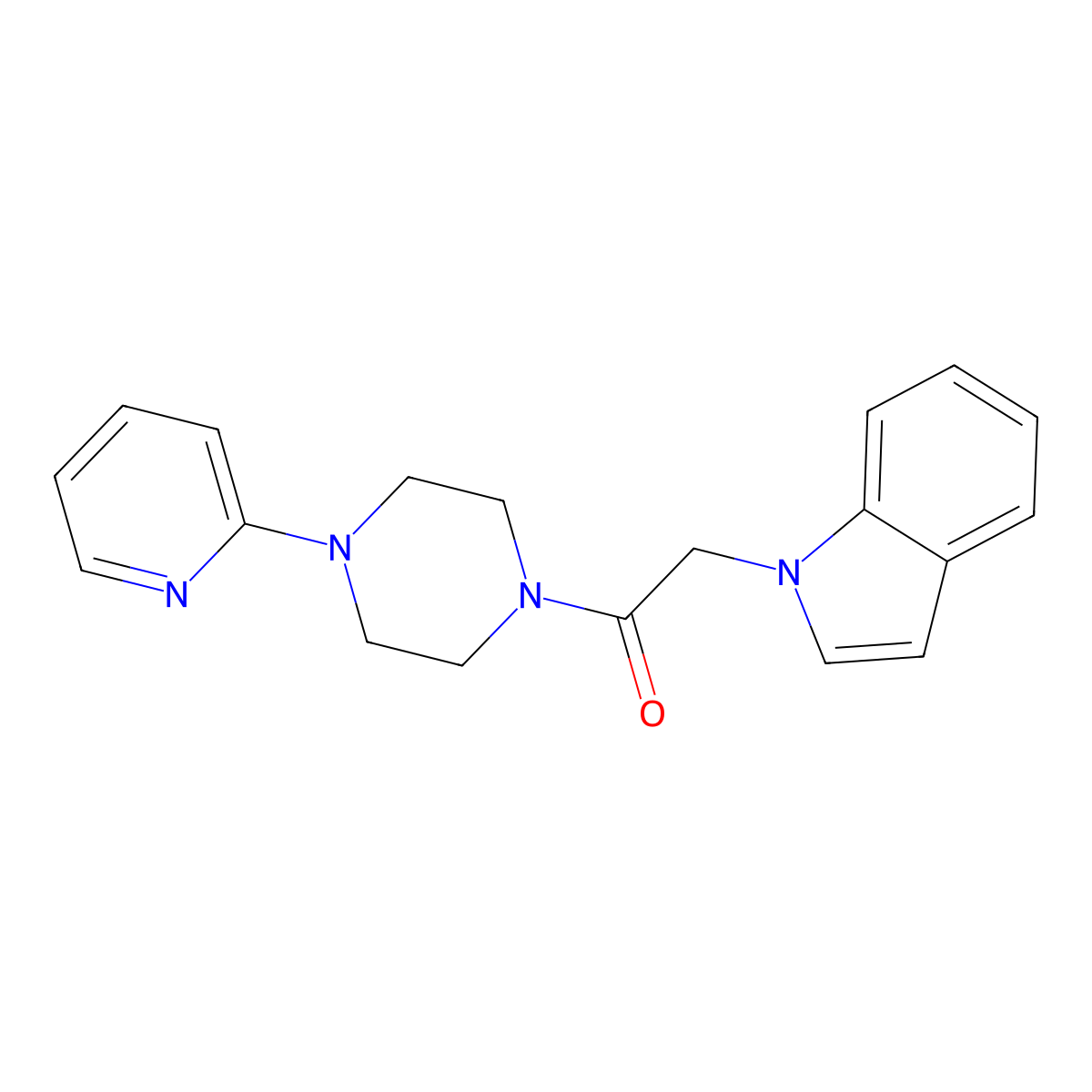 2-(1H-indol-1-yl)-1-(4-(pyridin-2-yl)piperazin-1-yl)ethanone molecular structure, CAS 754994-43-9