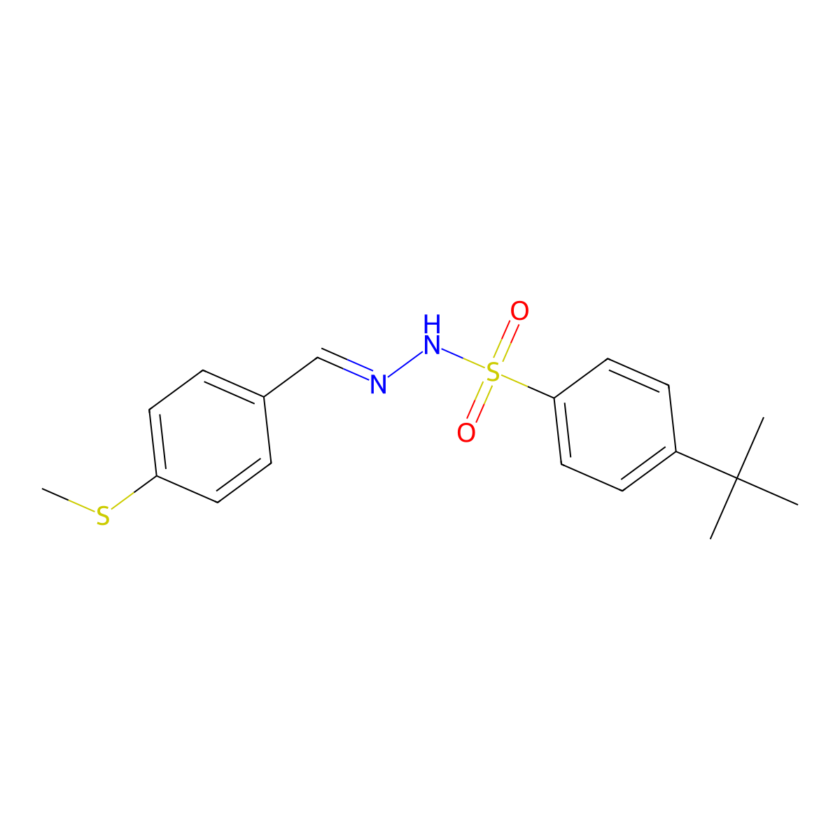 4-tert-butyl-N'-{(E)-[4-(methylsulfanyl)phenyl]methylidene}benzenesulfonohydrazide molecular structure, CAS 754994-88-2