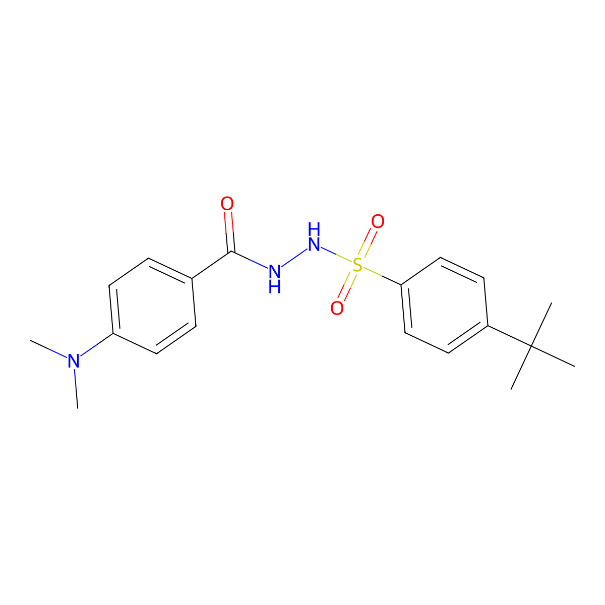 N'-[(4-tert-butylphenyl)sulfonyl]-4-(dimethylamino)benzohydrazide molecular structure, CAS 754995-70-5