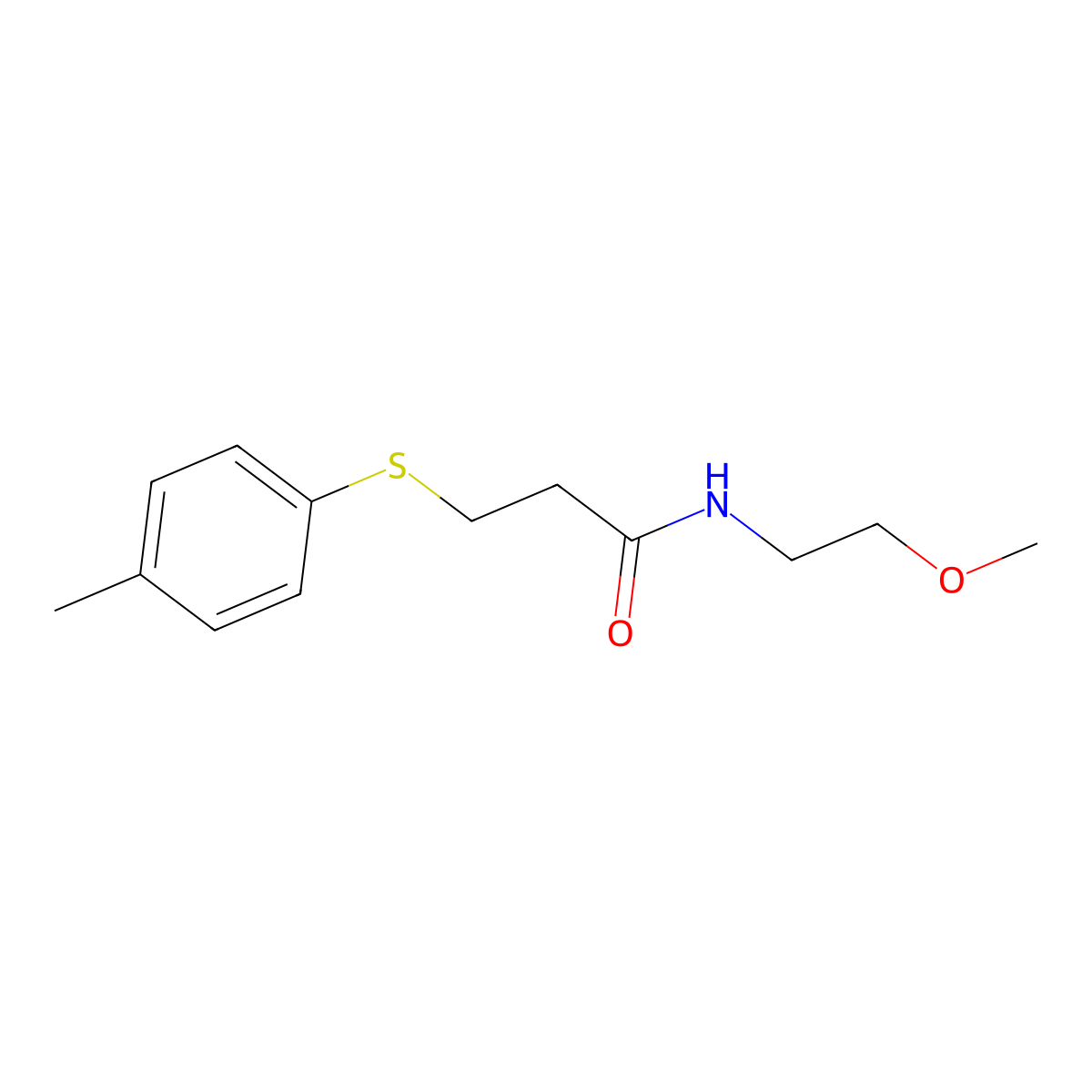 N-(2-methoxyethyl)-3-[(4-methylphenyl)sulfanyl]propanamide molecular structure, CAS 754995-84-1