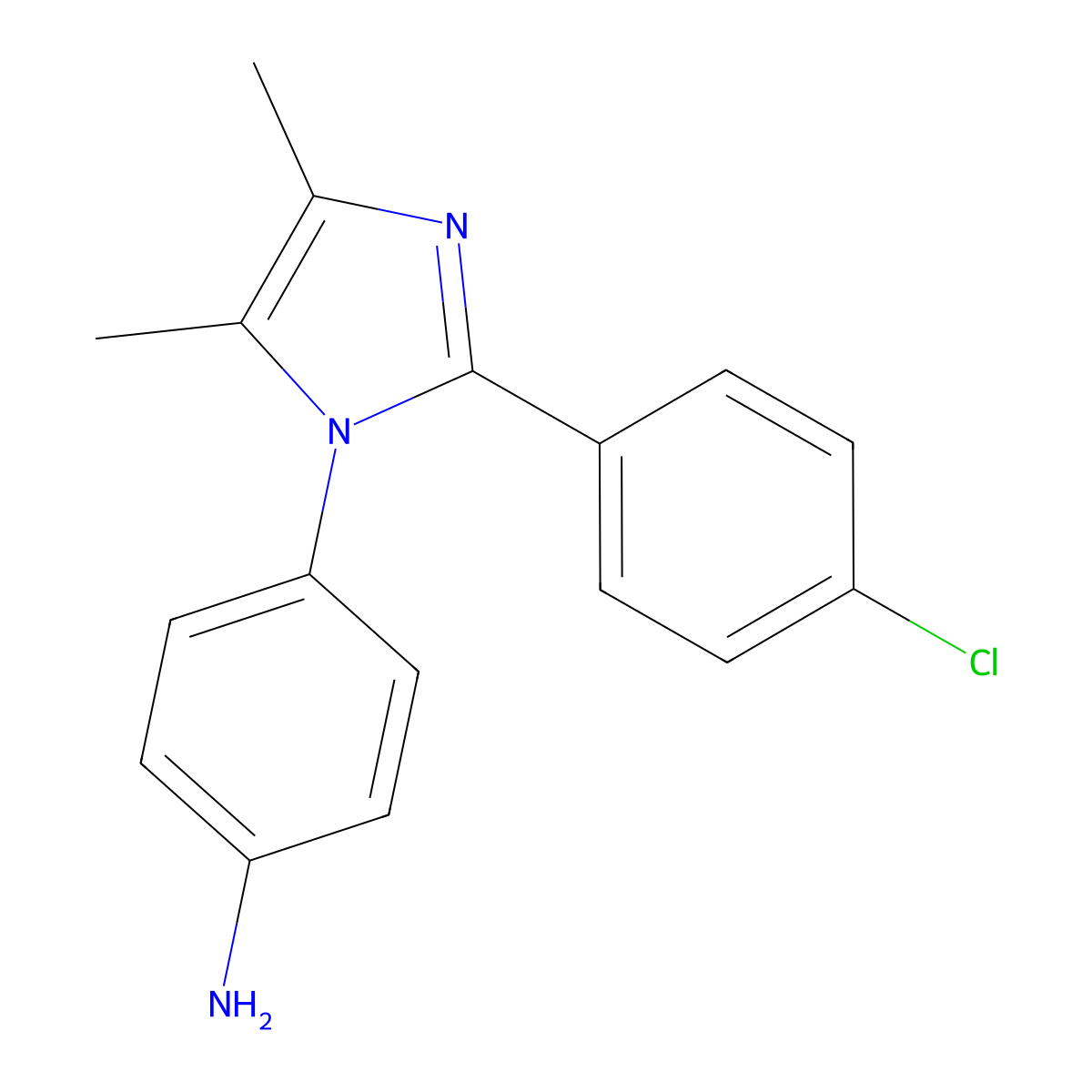 4-[2-(4-chlorophenyl)-4,5-dimethyl-1H-imidazol-1-yl]aniline molecular structure, CAS 754996-28-6